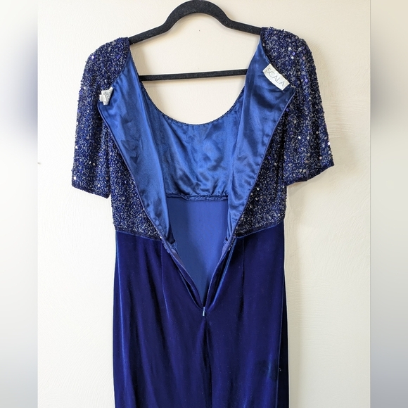 SCALA Vintage Silk, Velvet, & Sequin Dress, Size M, Formal 😍 - Picture 7 of 8